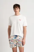 Short de bain ecru imprimé original St Tropez|Maillot de qualité - Europann
