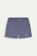 ELVIS - Striped short length navy swimshorts