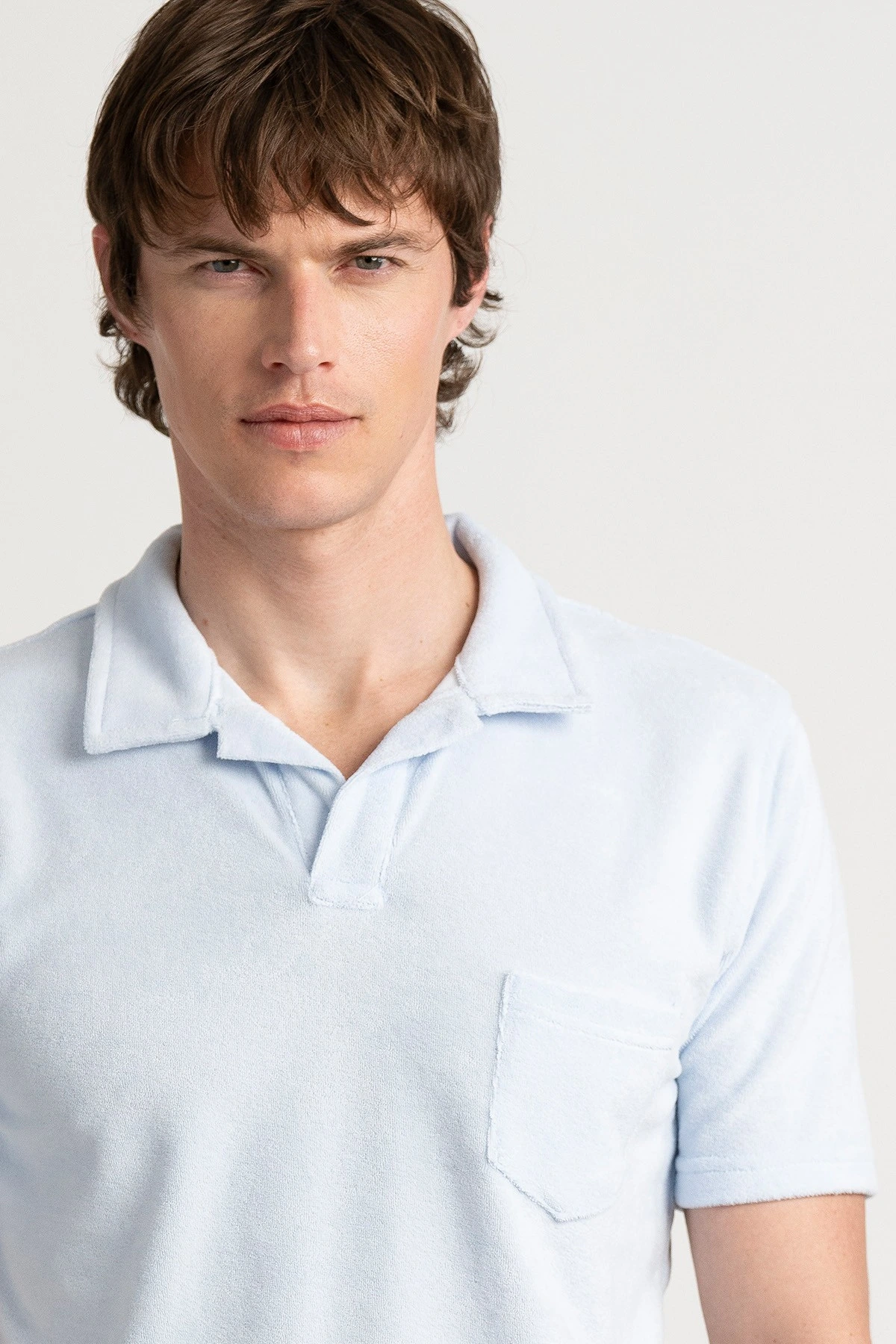 Polo tissu éponge bleu ciel| Marque de qualité - Europann