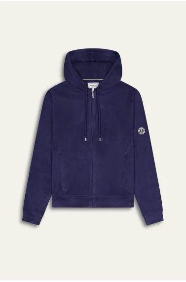 Sweat à capuche éponge pour homme en coton bleu marine | Europann