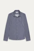 MILAN - Cotton striped printed navy shirt