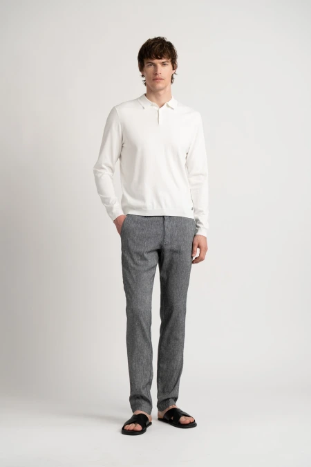 Pantalon chino slim en lin chiné Homme | Marque de qualité - Europann