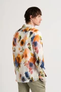 PAMPELONE - Linen shirt with orange flower print