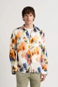 PAMPELONE - Linen shirt with orange flower print