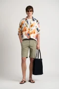 PAMPELONE - Linen shirt with orange flower print
