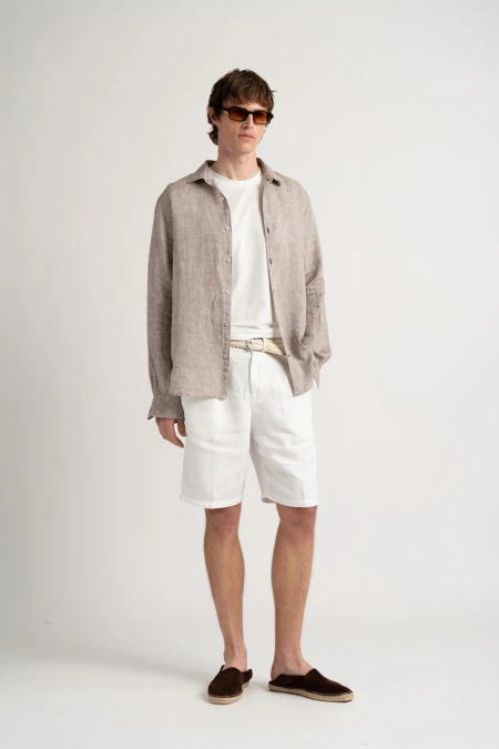 JONAS - Linen shirt taupe
