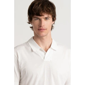 HILLS - White cotton jersey polo