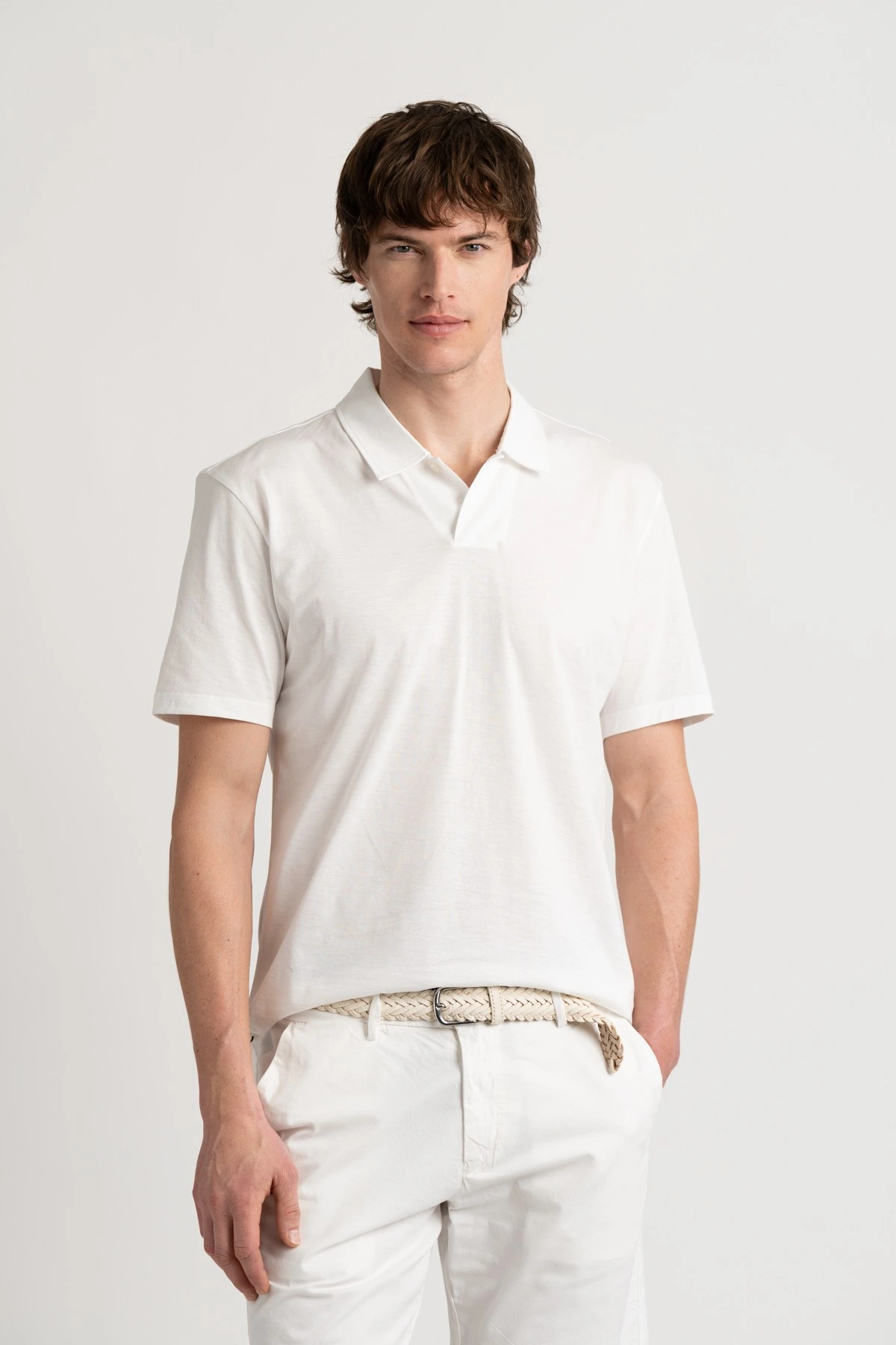 HILLS - White cotton jersey polo
