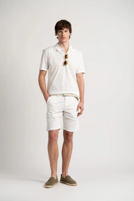 HILLS - White cotton jersey polo