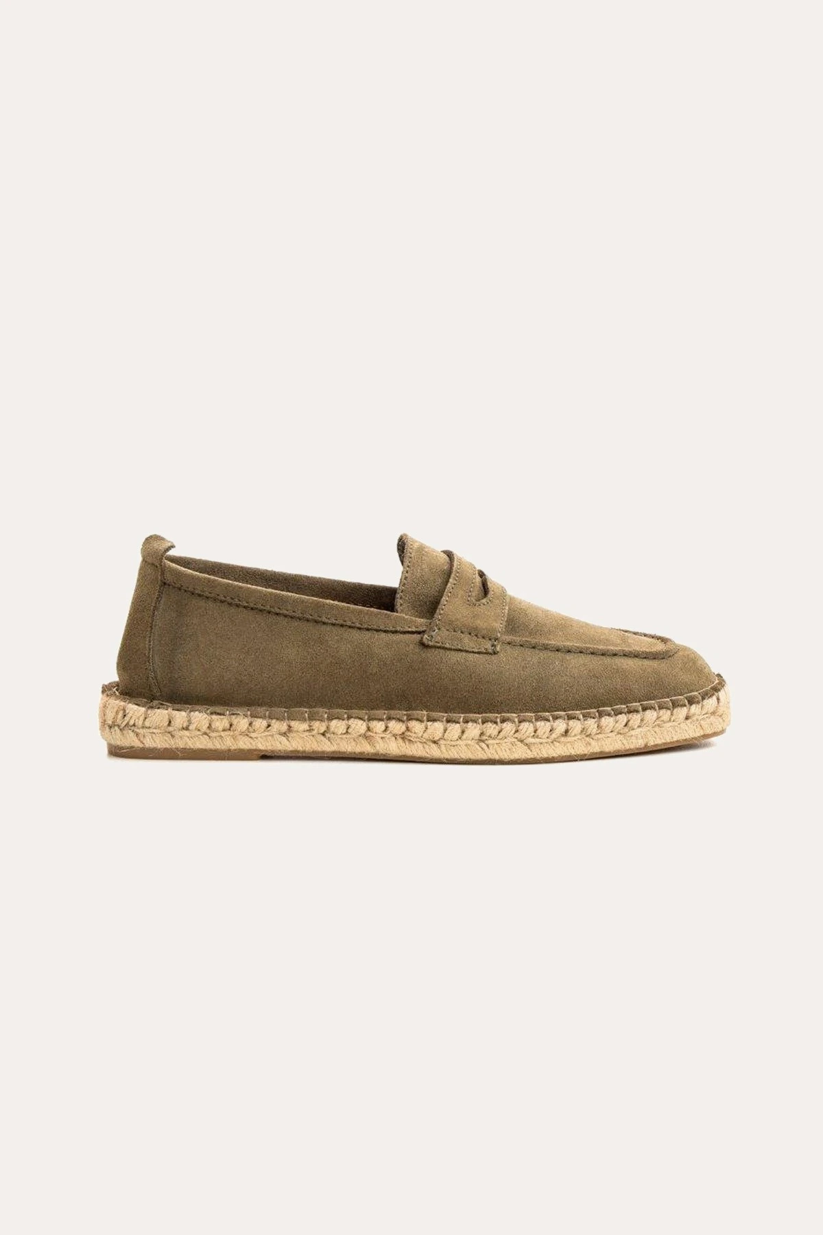 IBIZA - Espadrilles en veau velours kaki Marque de qualité Europann