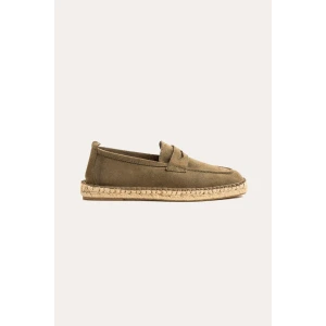 IBIZA - Espadrilles en veau velours kaki Marque de qualité Europann