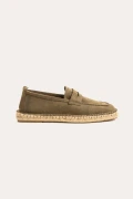 IBIZA - Espadrilles en veau velours kaki Marque de qualité Europann