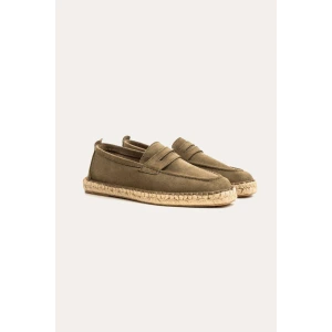 IBIZA - Espadrilles en veau velours kaki Marque de qualité Europann