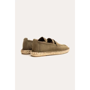 IBIZA - Espadrilles en veau velours kaki Marque de qualité Europann