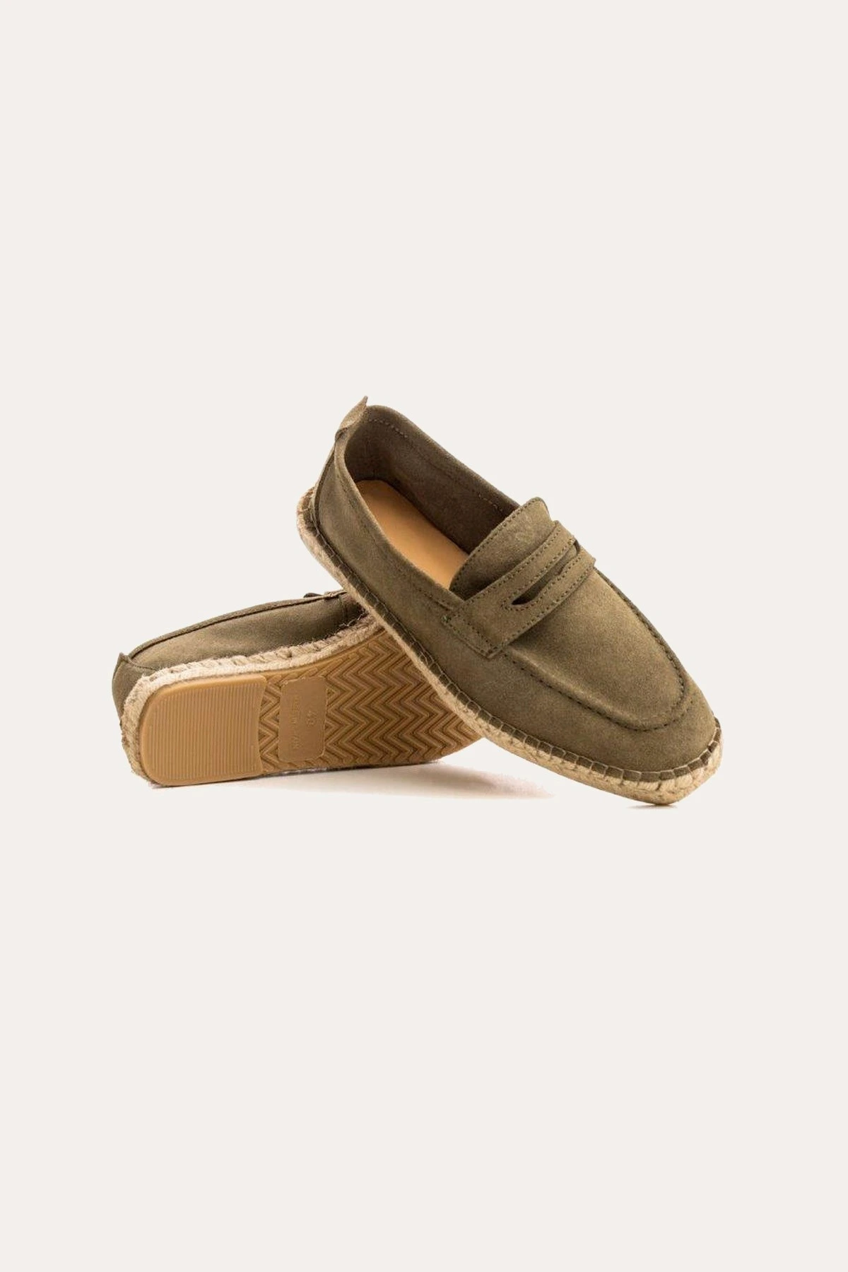 IBIZA - Espadrilles en veau velours kaki Marque de qualité Europann