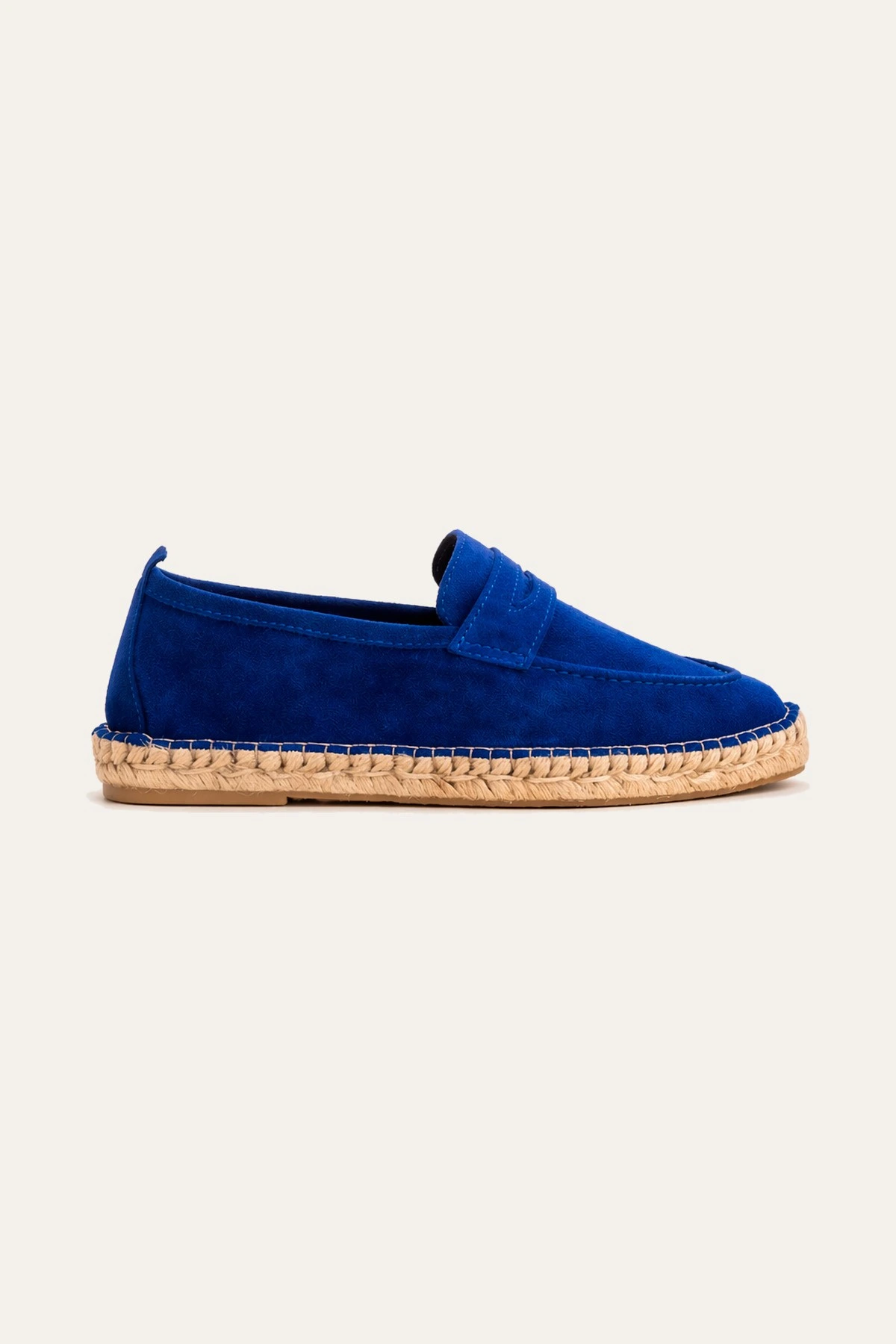 IBIZA - Indigo suede calfskin espadrilles. Quality brand: Europann
