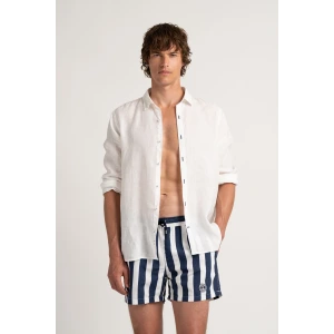 CALIFORNIA - Large stripes print navy swimshorts