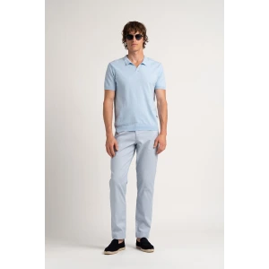 CORY - Fine knit sky blue polo