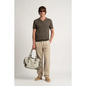 CORY - Fine knit khaki polo