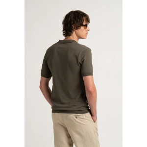 CORY - Fine knit khaki polo