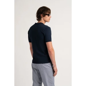 CORY - Fine knit navy polo