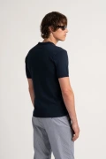 CORY - Fine knit navy polo