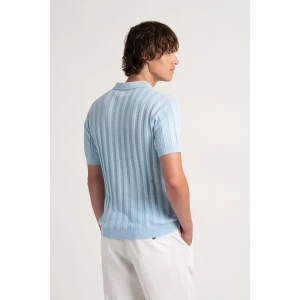 ELIH - Fine knit polo sky blue