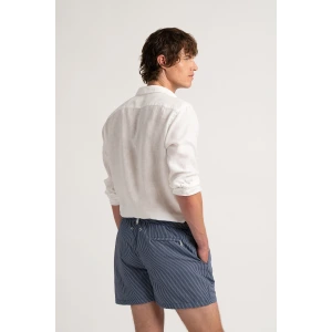 ELVIS - Striped short length navy swimshorts
