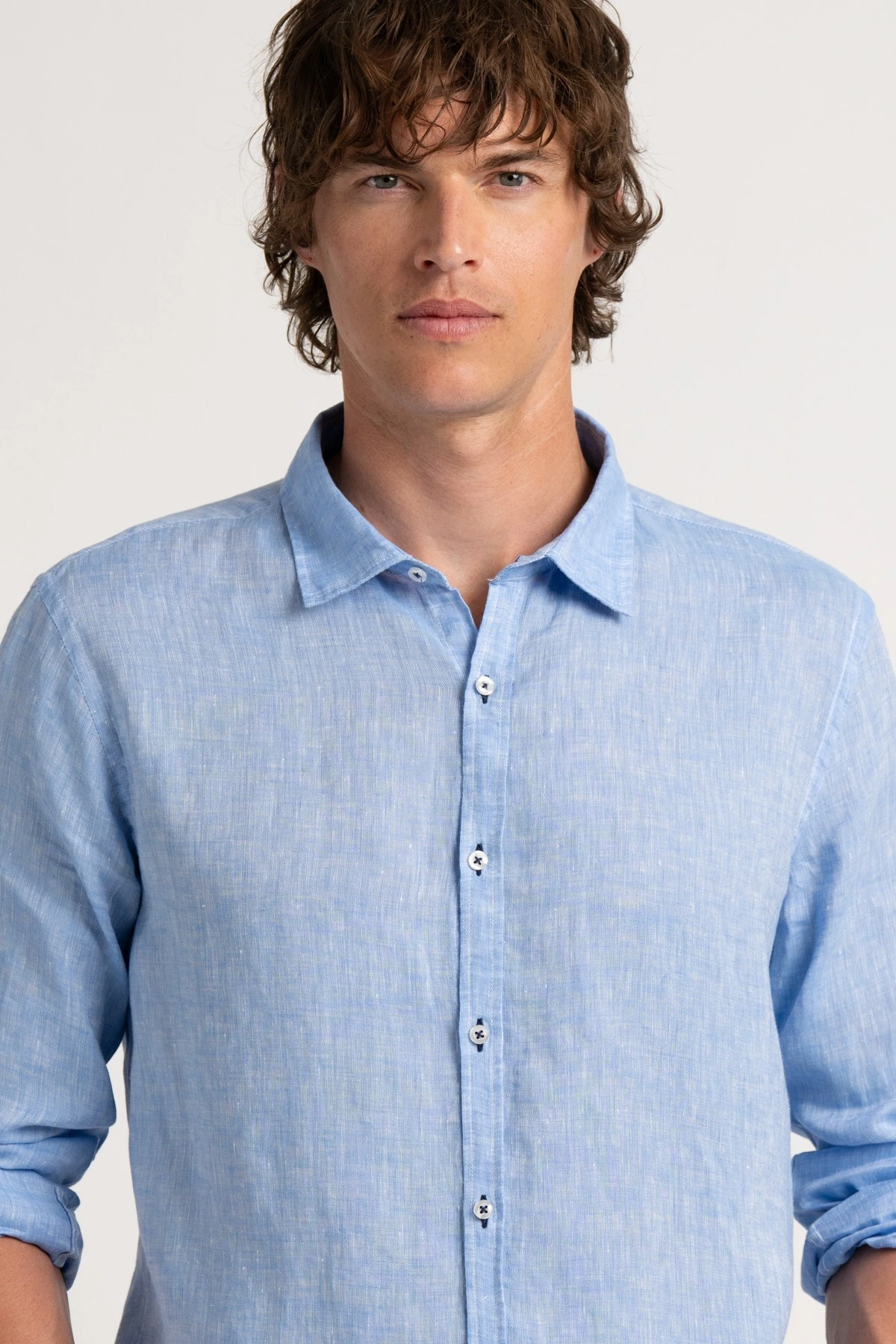 Chemise Homme manches longues unie bleue slimfit|Europann