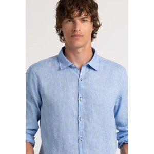 Chemise Homme manches longues unie bleue slimfit|Europann