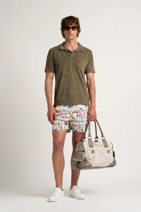 Kaki towelling polo for men | Quality brand Europann