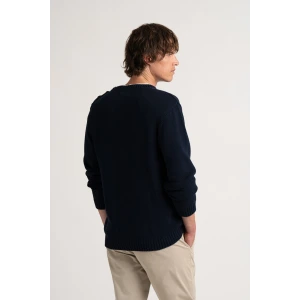 Pull col rond marine boutonné épaule Marque de qualité Europann
