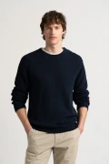 Pull col rond marine boutonné épaule Marque de qualité Europann