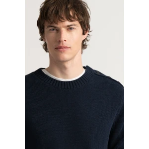 navy round sweater buttoned on the shoulder Quality brand Europann