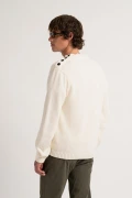 Pull col rond ivoire boutonné épaule Marque de qualité Europann