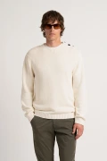 Ivory round sweater buttoned on the shoulder Quality brand Europann