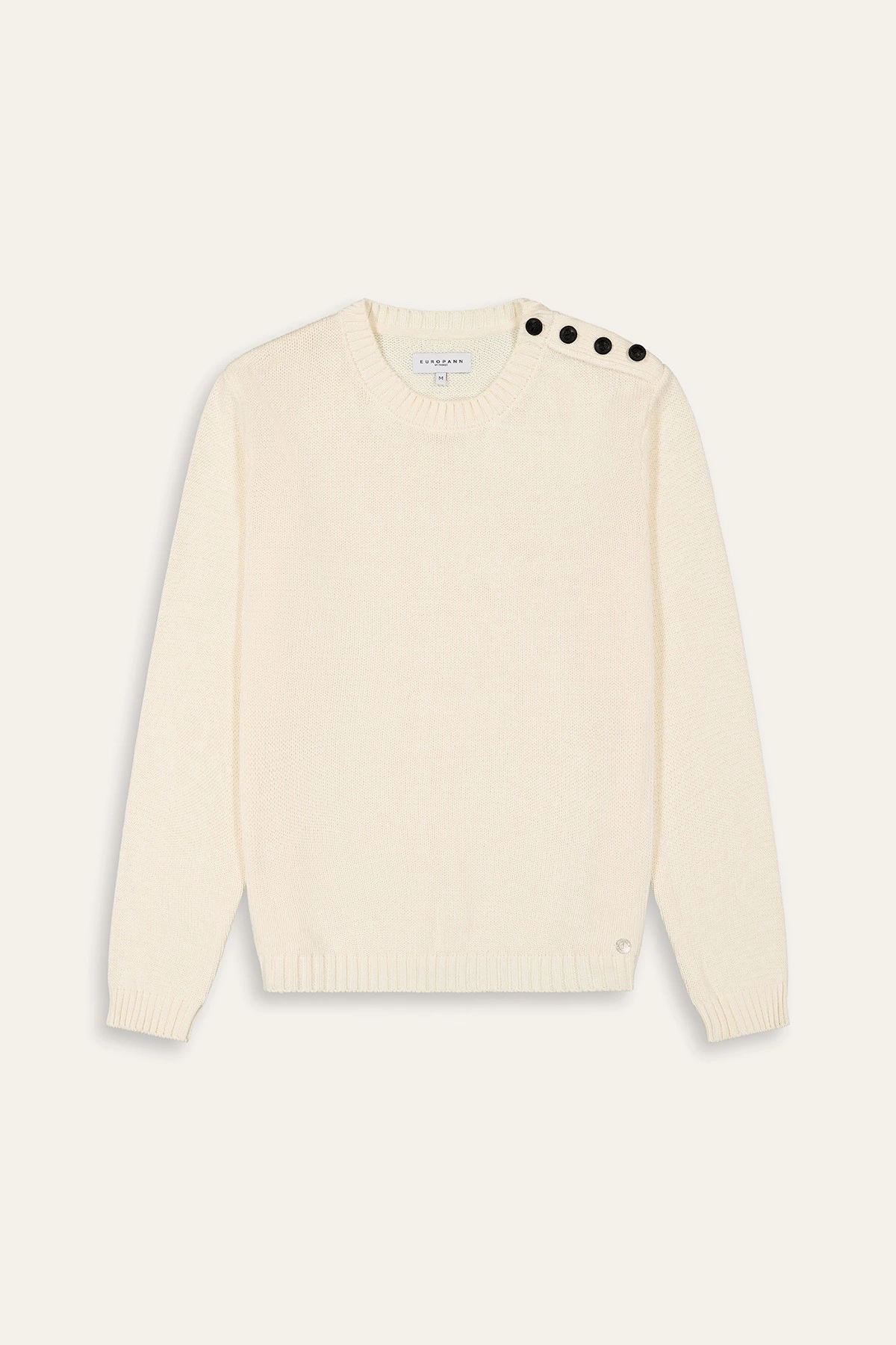 Ivory round sweater buttoned on the shoulder Quality brand Europann