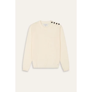 Ivory round sweater buttoned on the shoulder Quality brand Europann