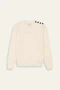 Pull col rond ivoire boutonné épaule Marque de qualité Europann