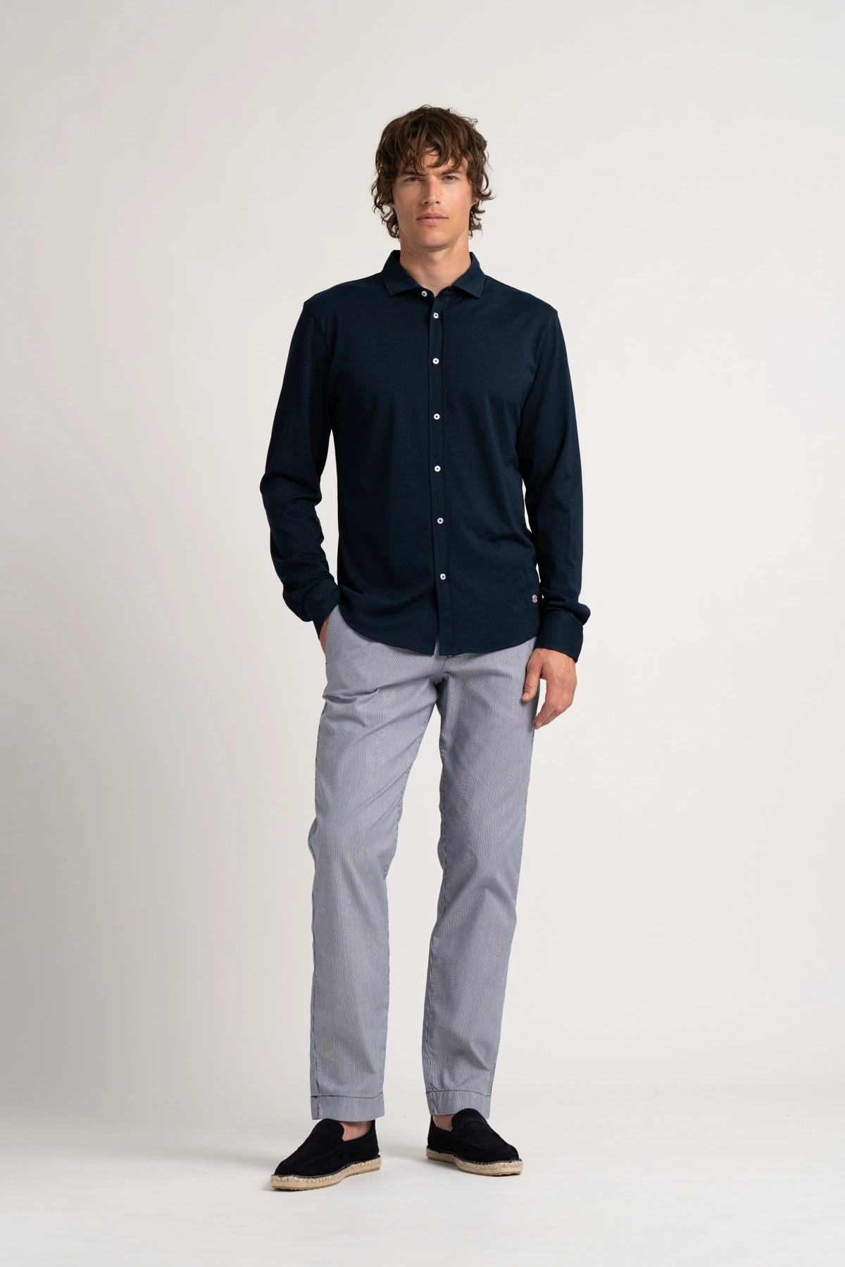 Navy blue color long sleeves shirt for men | Quality brand Europann