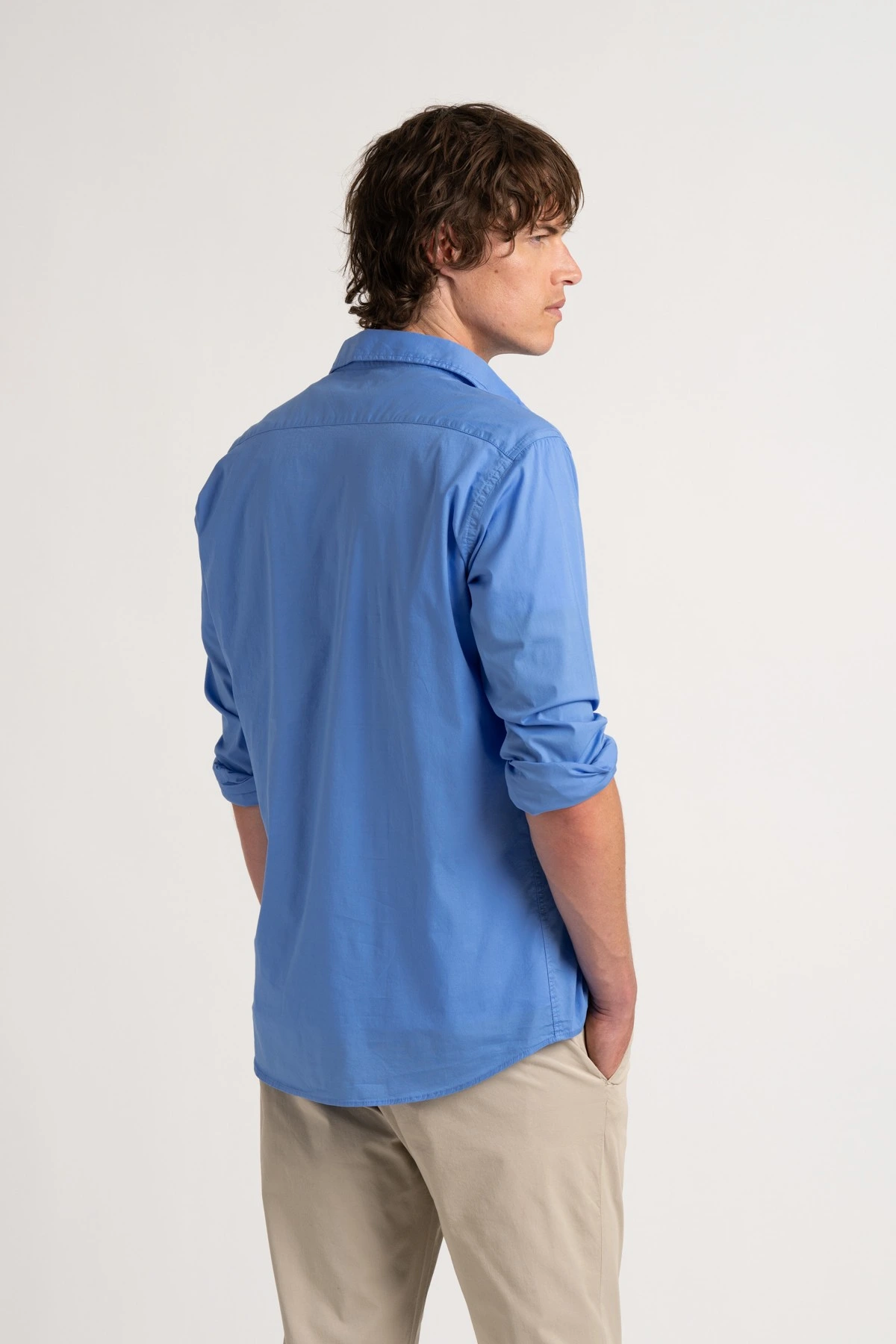 Plain ocean blue color long sleeves shirt for men | Quality brand Europann