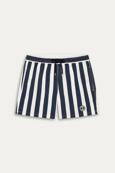 CALIFORNIA - Large stripes print navy swimshorts