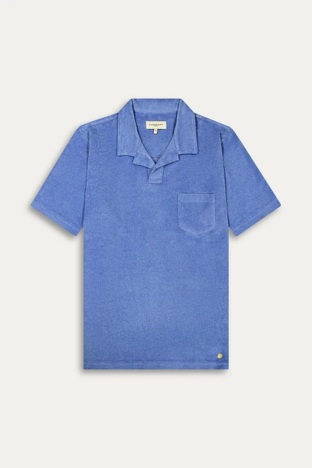 Ocean blue towelling polo for men | Quality brand Europann