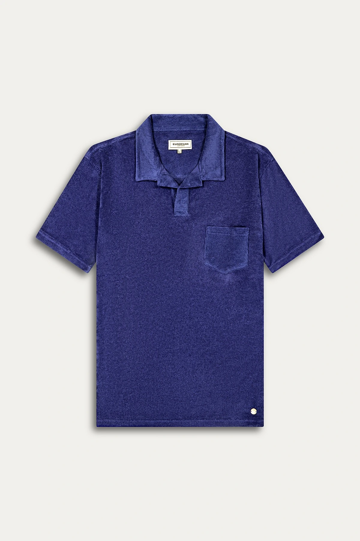 MITCH - Towelling indigo blue polo shirt