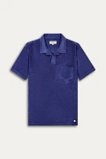 MITCH - Towelling indigo blue polo shirt