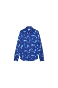 HADDOCK - Chemise en coton imprimé fleuri bleu