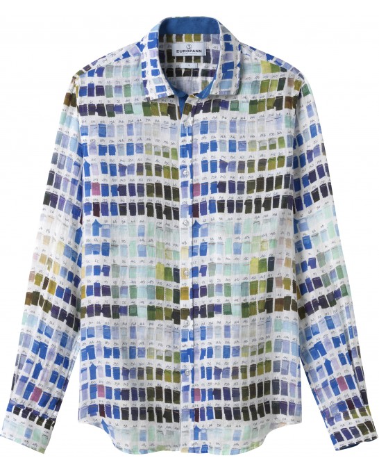 ROSS - Pantone's colors-print linen shirt white