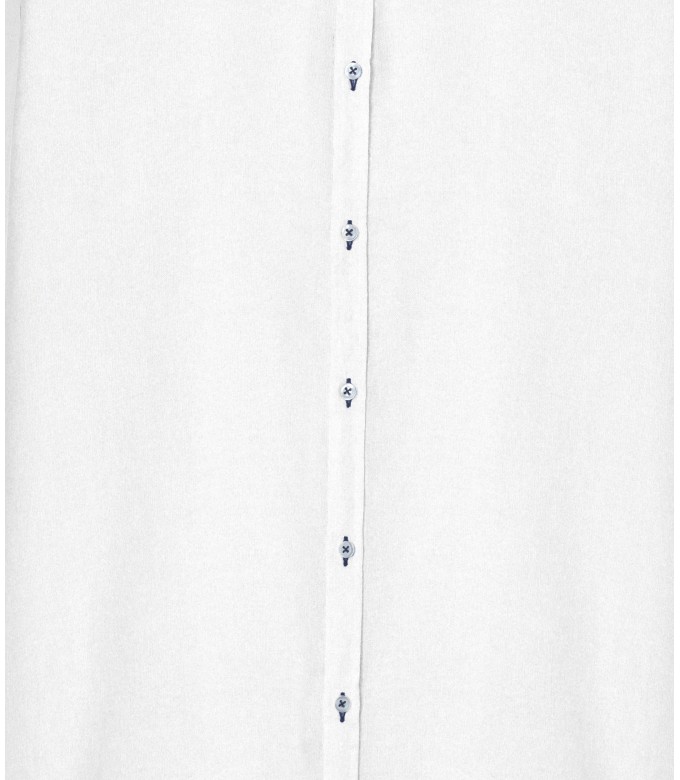 JONAS - Camisa branca, de linho liso mosqueado