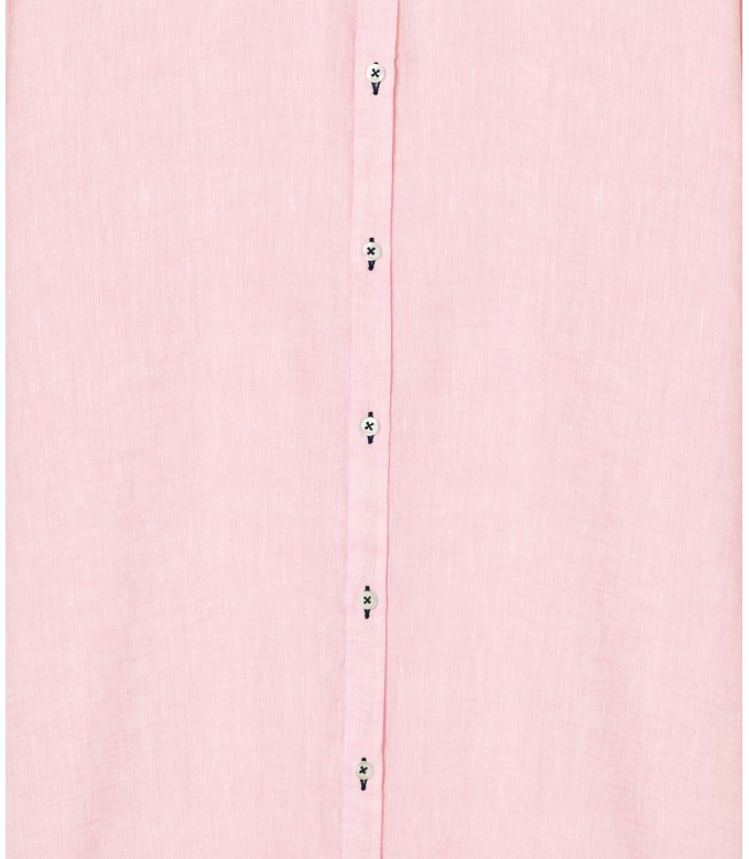 JONAS - Chemise unie lin chiné, rose