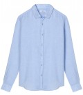 JONAS - Chemise unie lin chiné bleu ciel
